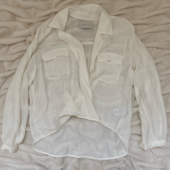 Brochu Walker The Finn Blouse wrap long sleeve crinkle gauze white Sz M/L - Picture 2 of 9